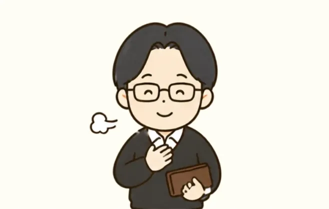 財布を手に安心した表情の男性のイラスト